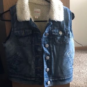 Cat & Jack Girls Fur Denim Vest